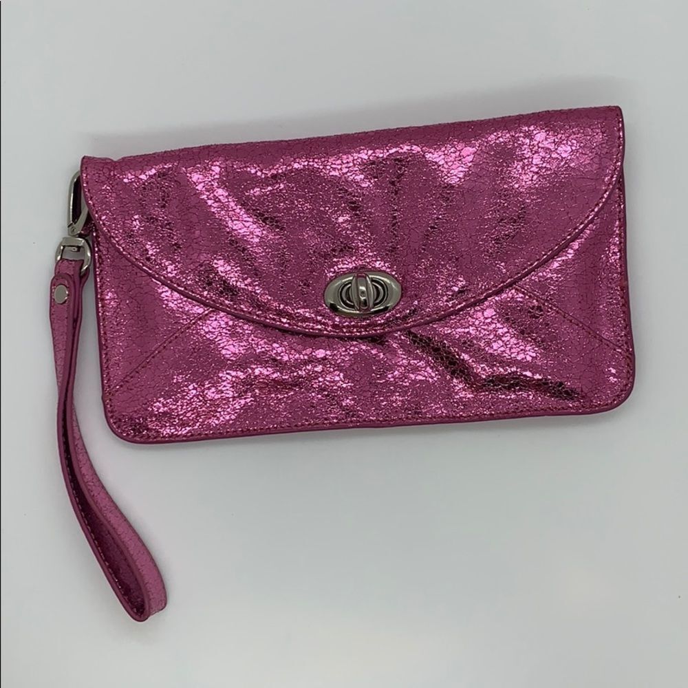 NEW Pink Foil Wristlet